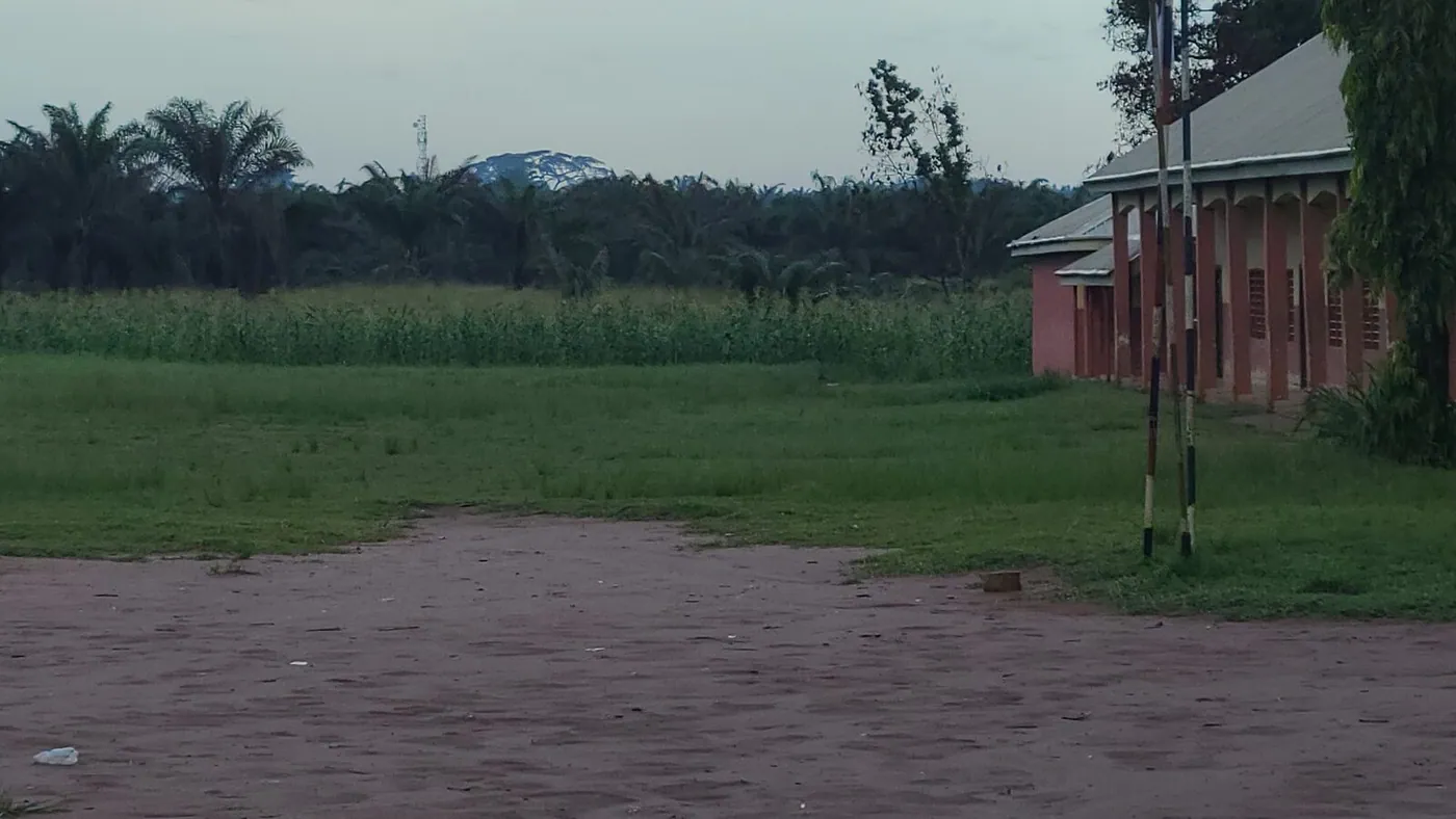 The grounds of a partner school in Delta State, Nigeria at dusk